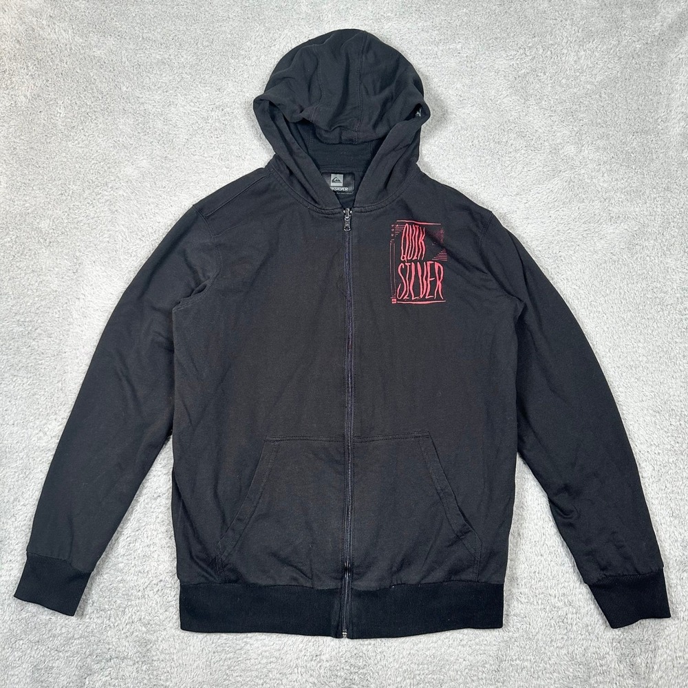 Quiksilver Mens Reversible Full Zip Hoodie Black Ugly‎ Christmas Sweater Snowman